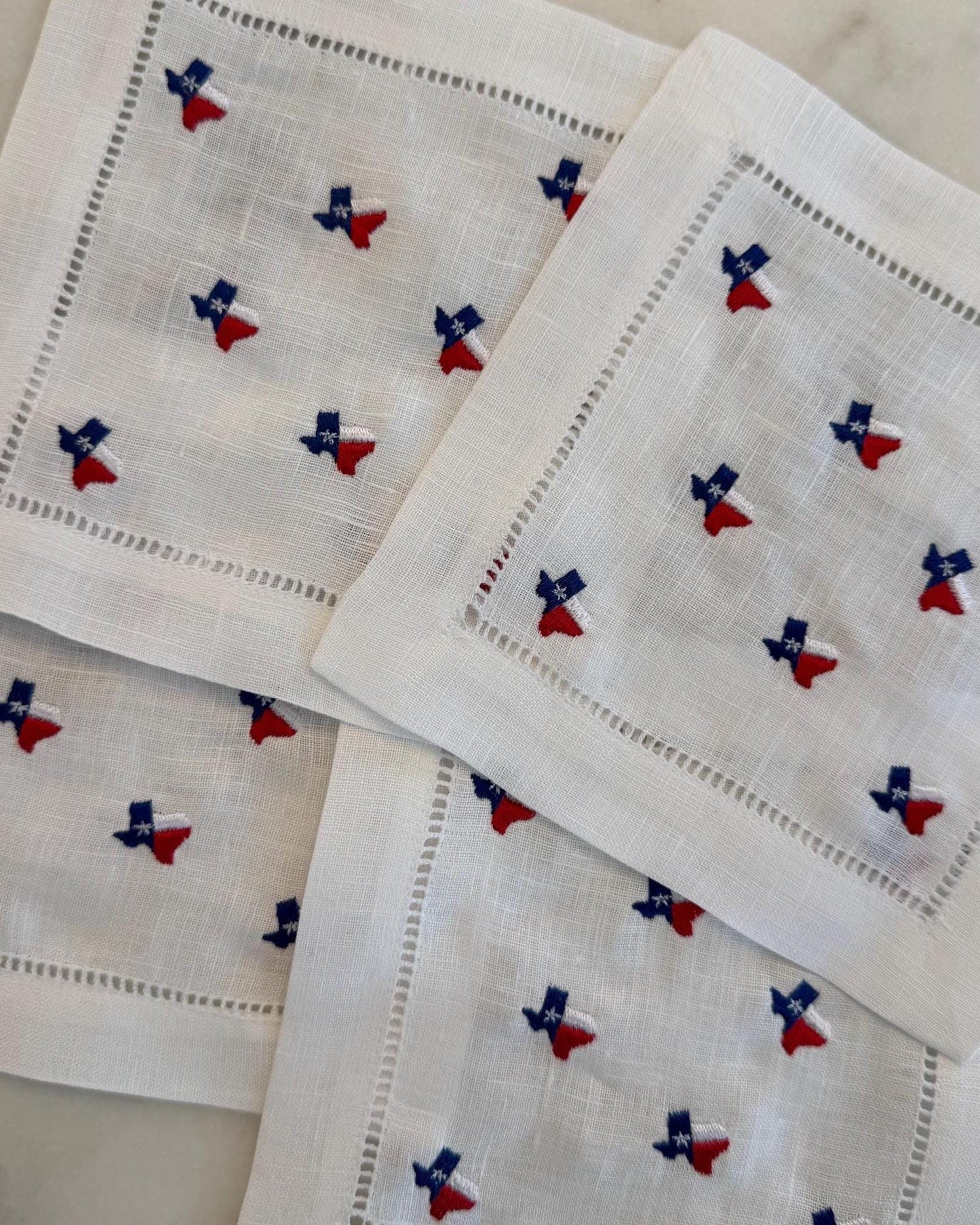 Embroidered Linen Texas Cocktail Napkins | Hostess Gift, Party Decor