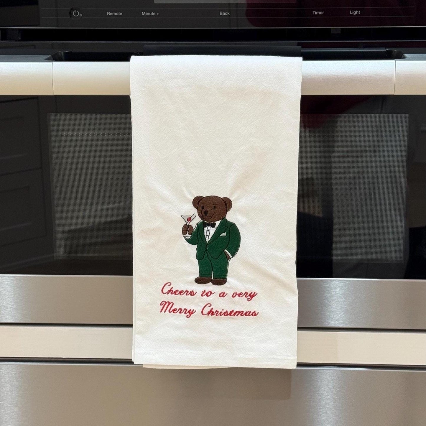 Christmas Embroidered Bear Kitchen Towel