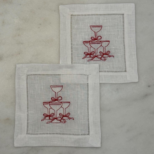 Champagne Tower Linen Cocktail Napkins