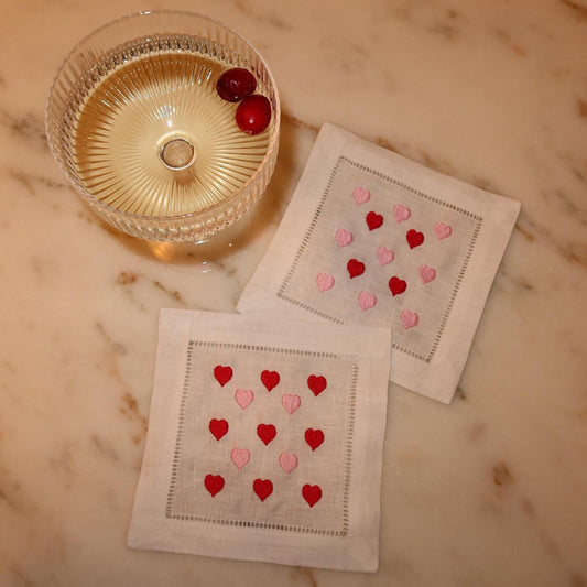 Heart Linen Cocktail Napkin