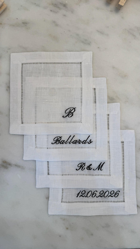 Newly Weds Linen Cocktail Napkins