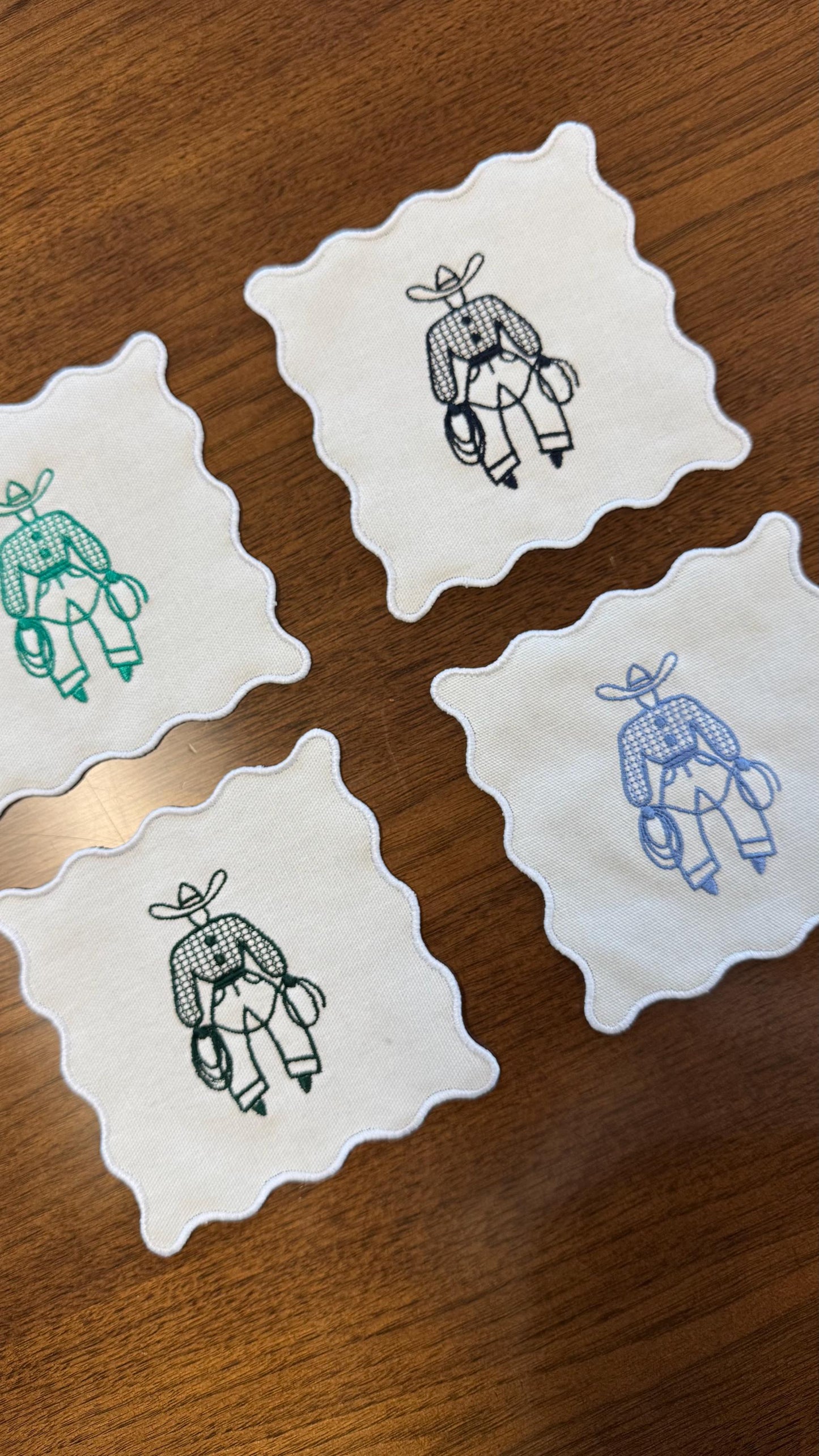 Western Cowboy Linen Cocktail Napkin
