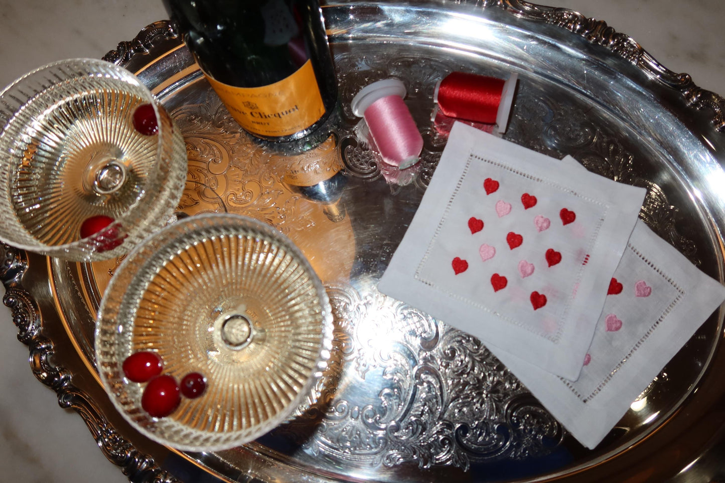 Heart Linen Cocktail Napkin