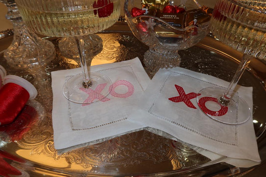 XO Filled Linen Cocktail Napkin