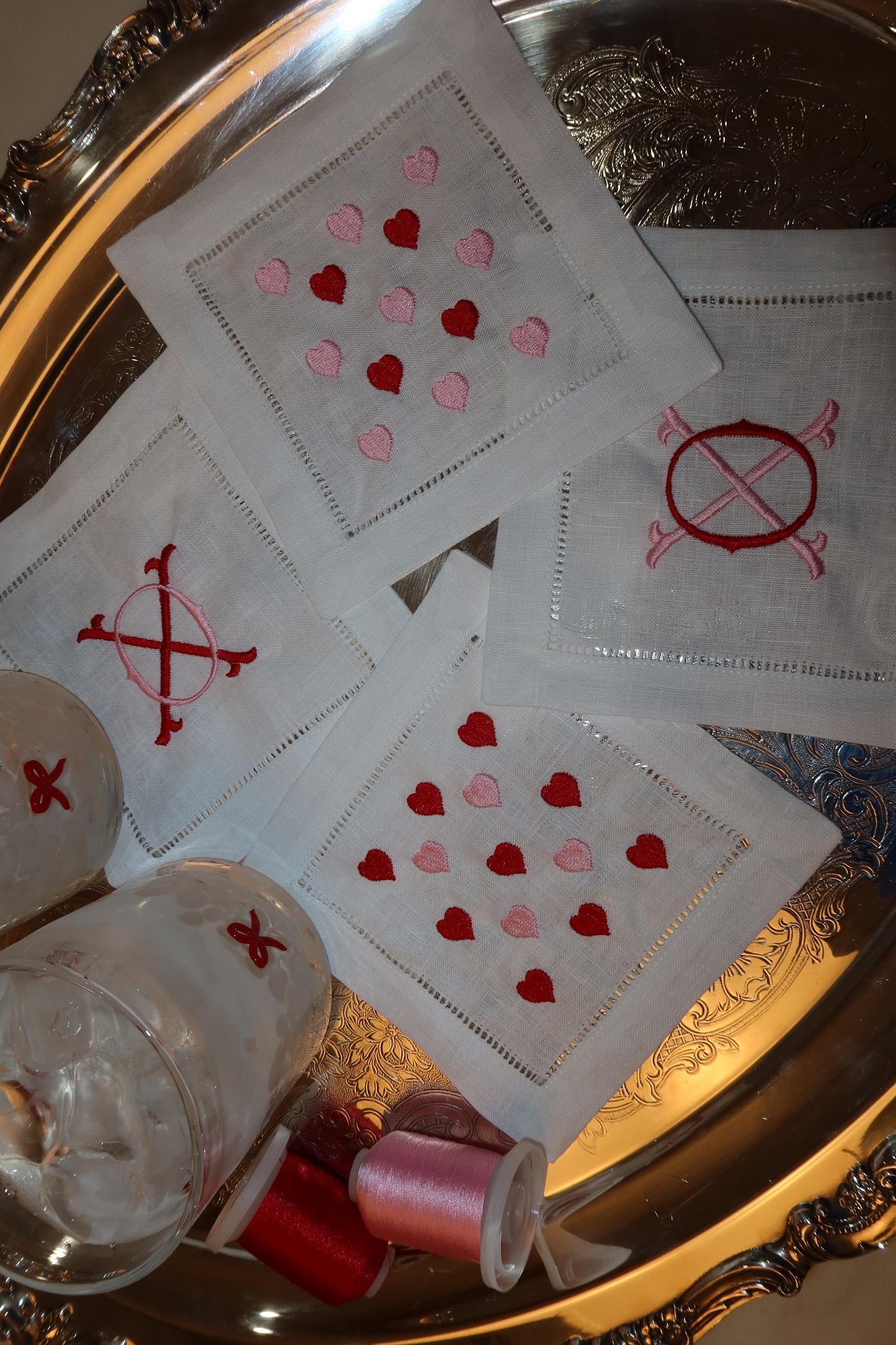 Heart Linen Cocktail Napkin