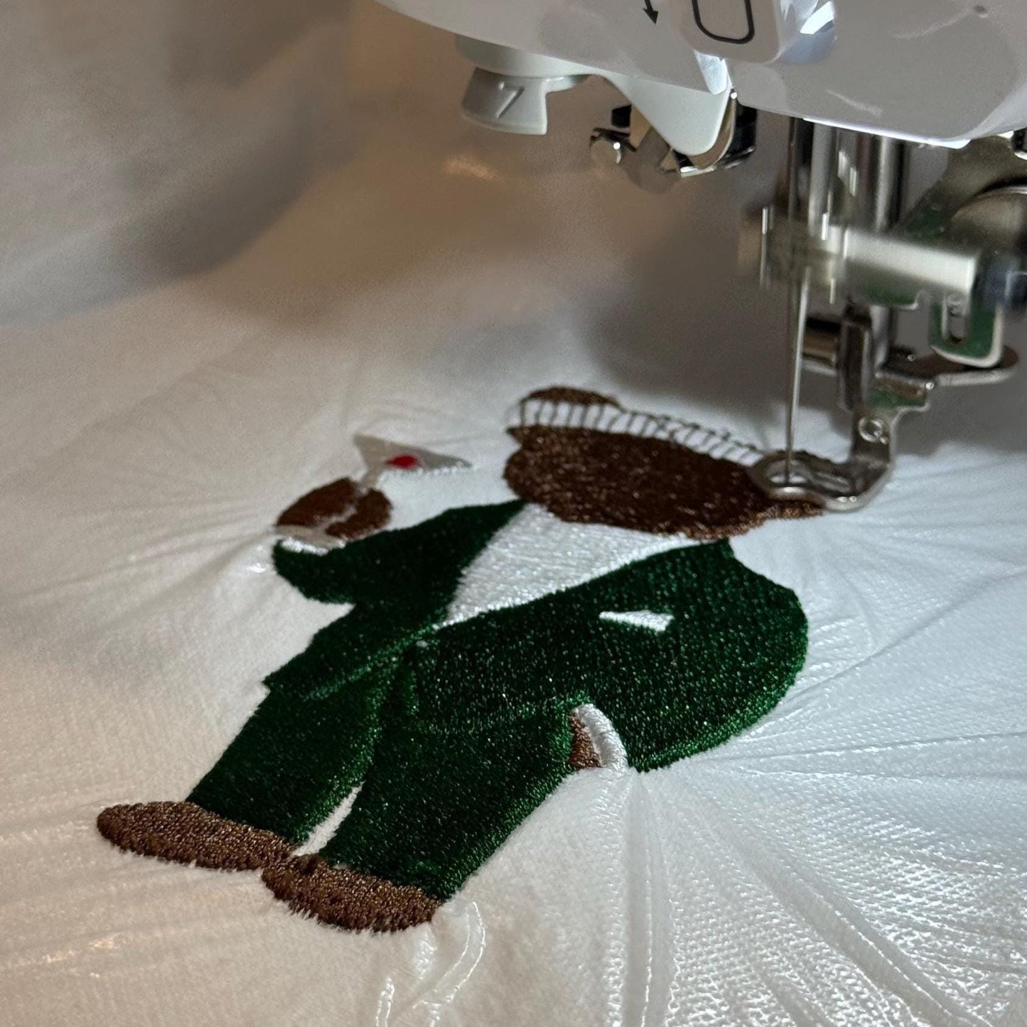 Christmas Embroidered Bear Kitchen Towel