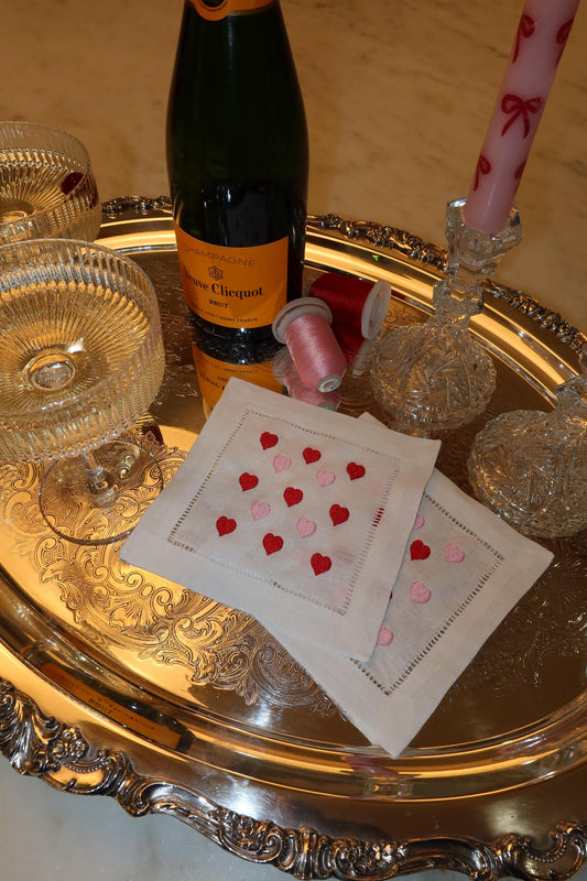 Heart Linen Cocktail Napkin