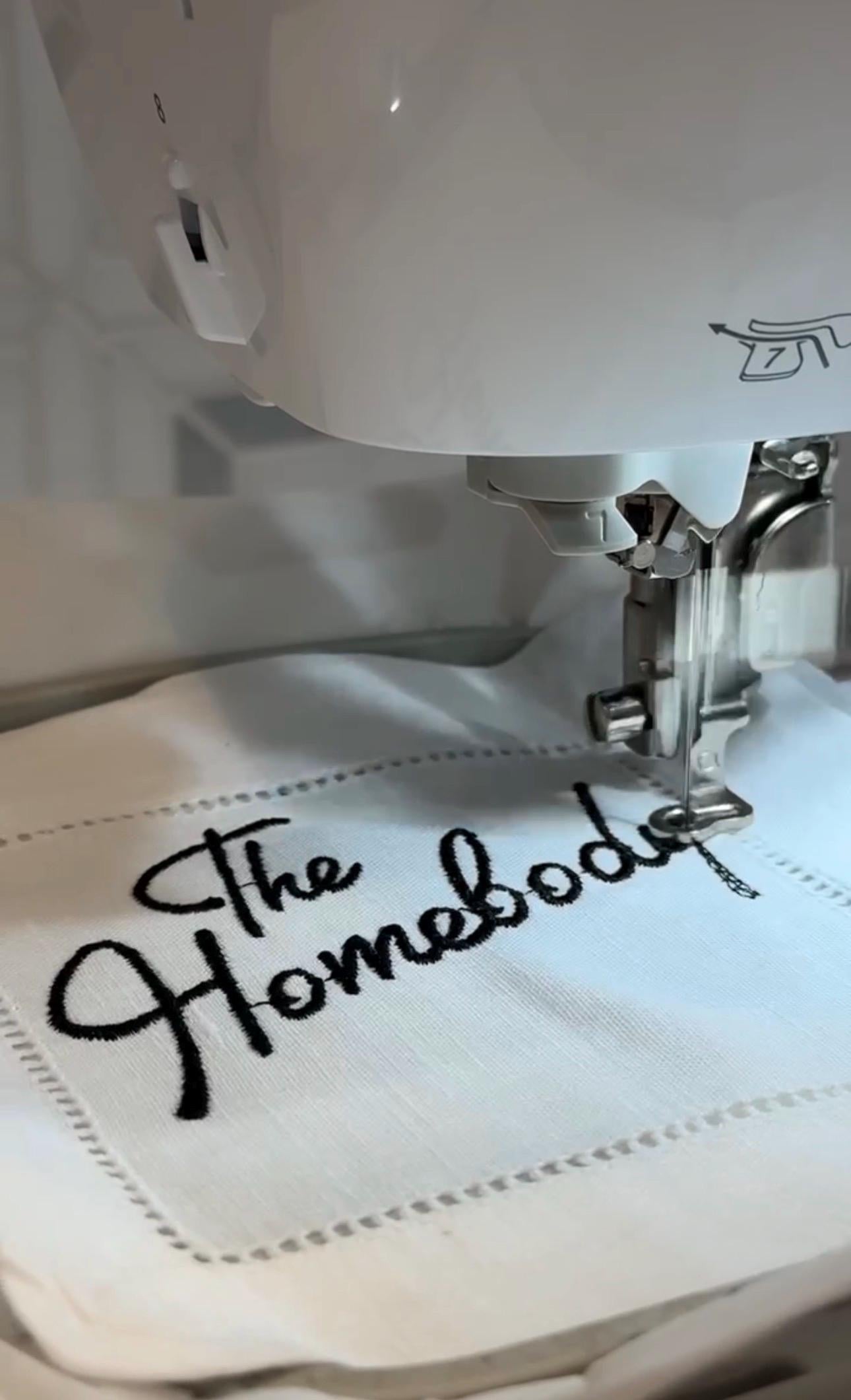 Homebody Club Embroidered Linen Napkin