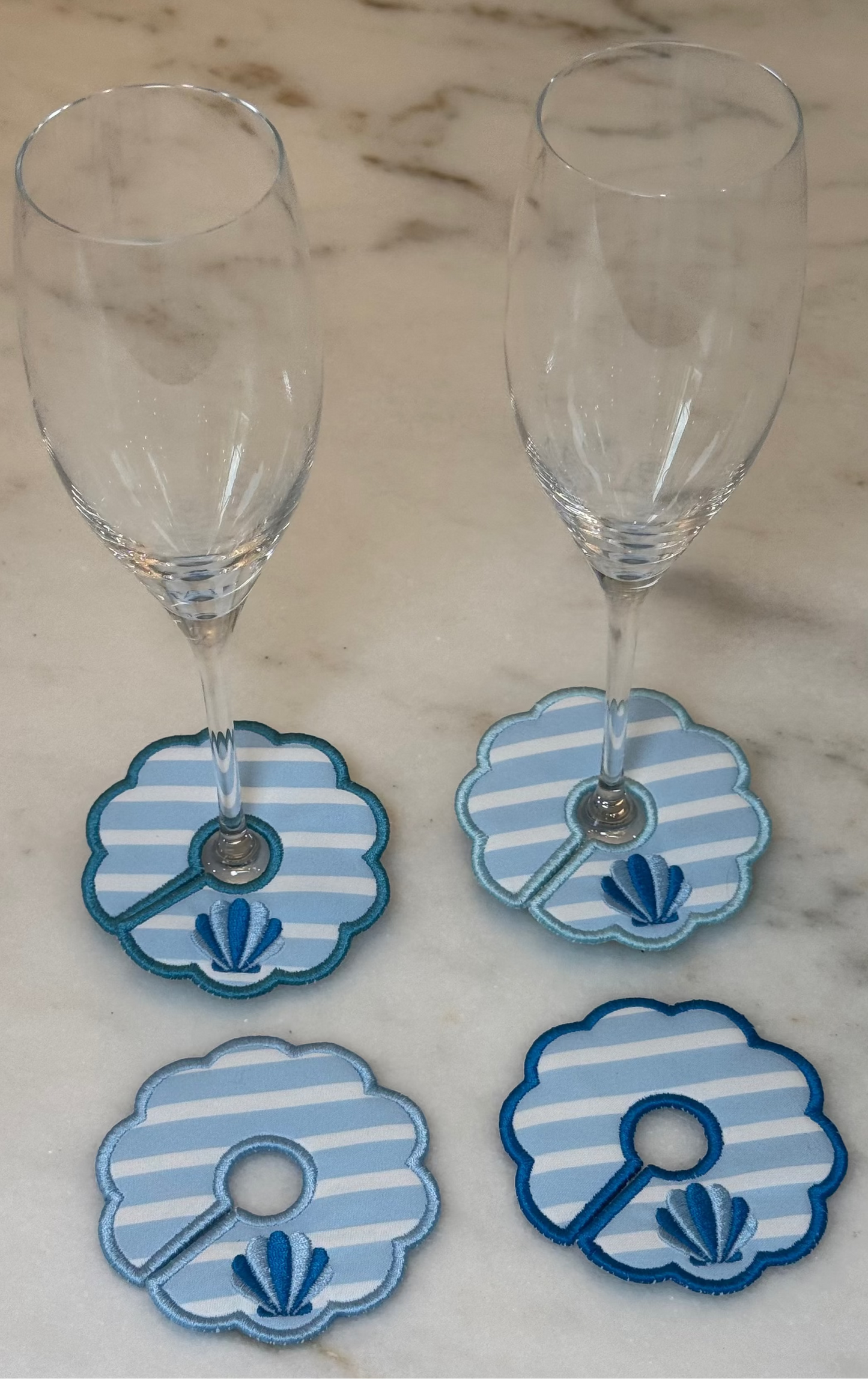 Seashell Glass Stem Tags