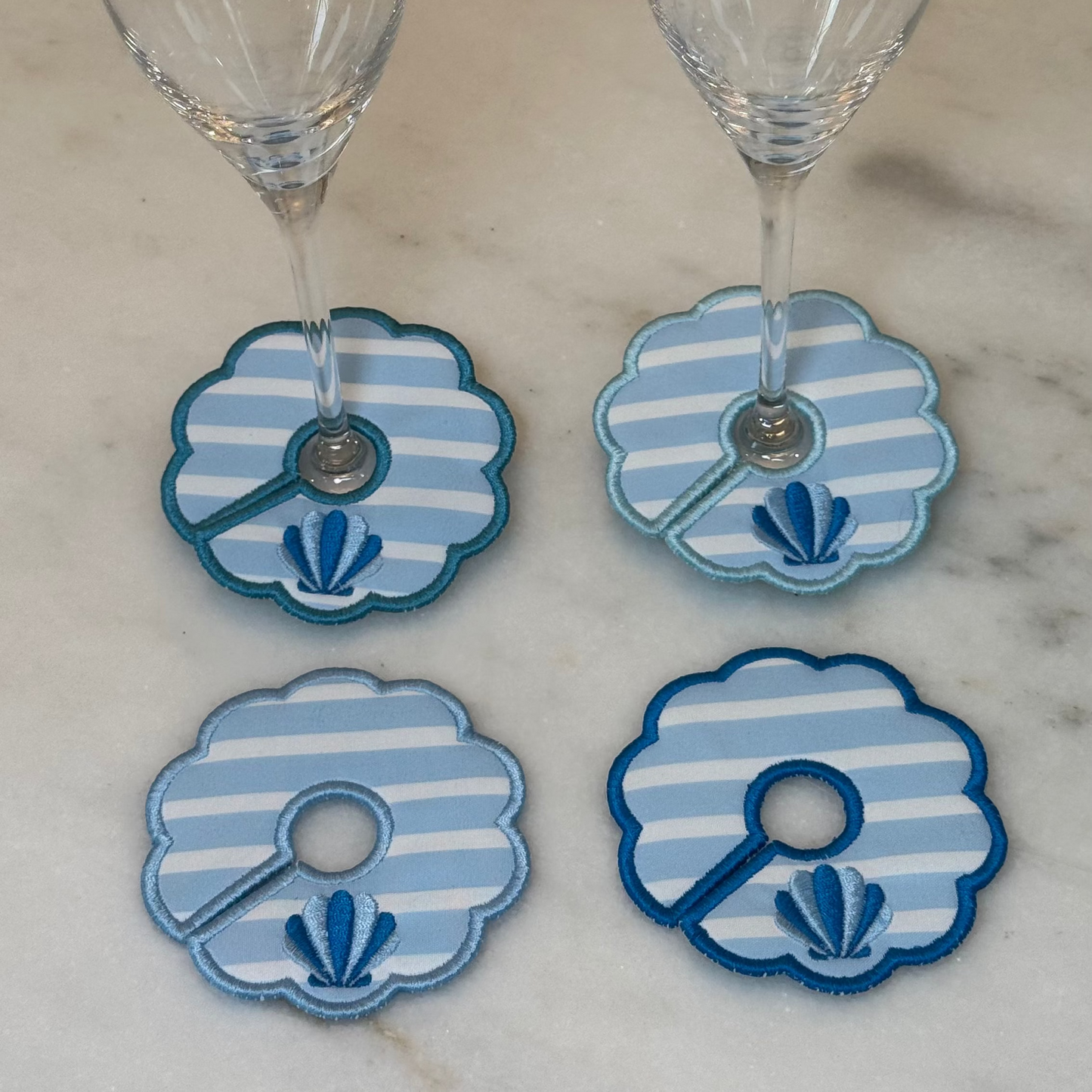 Seashell Glass Stem Tags