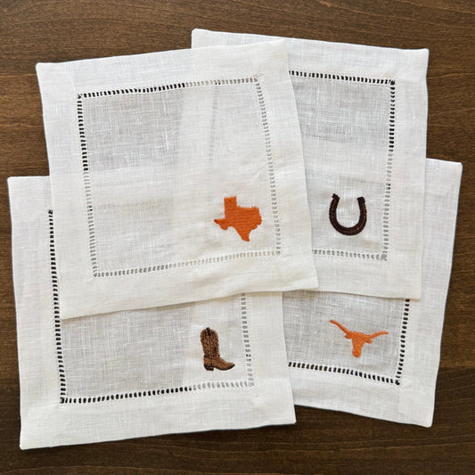 Texas Longhorns Linen Cocktail Napkins