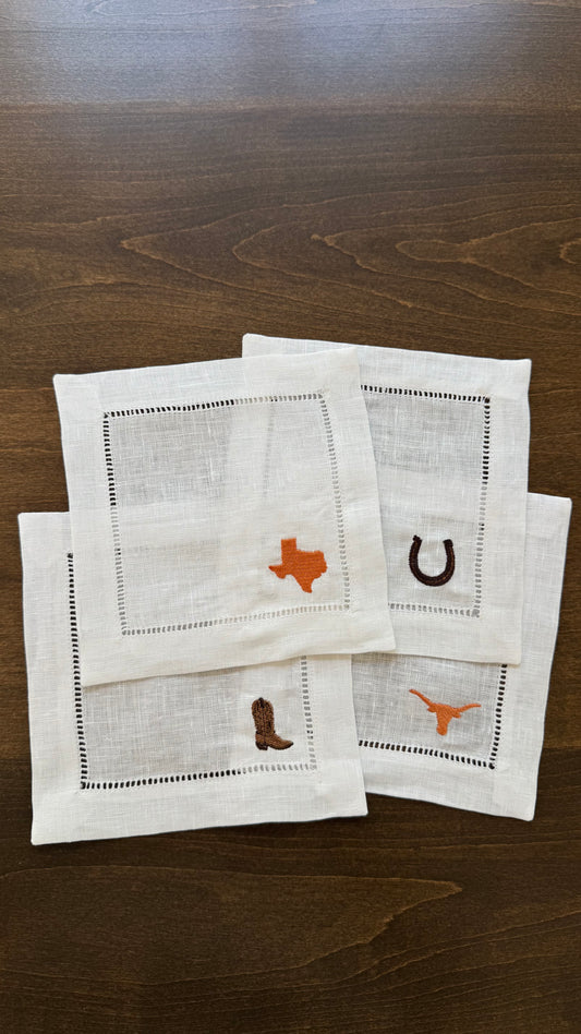 Texas Longhorns Linen Cocktail Napkins