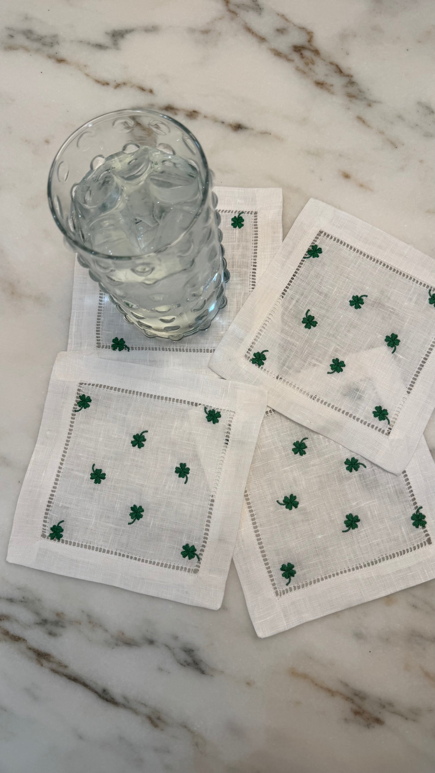 Shamrock St. Patrick's Day Linen Cocktail Napkins