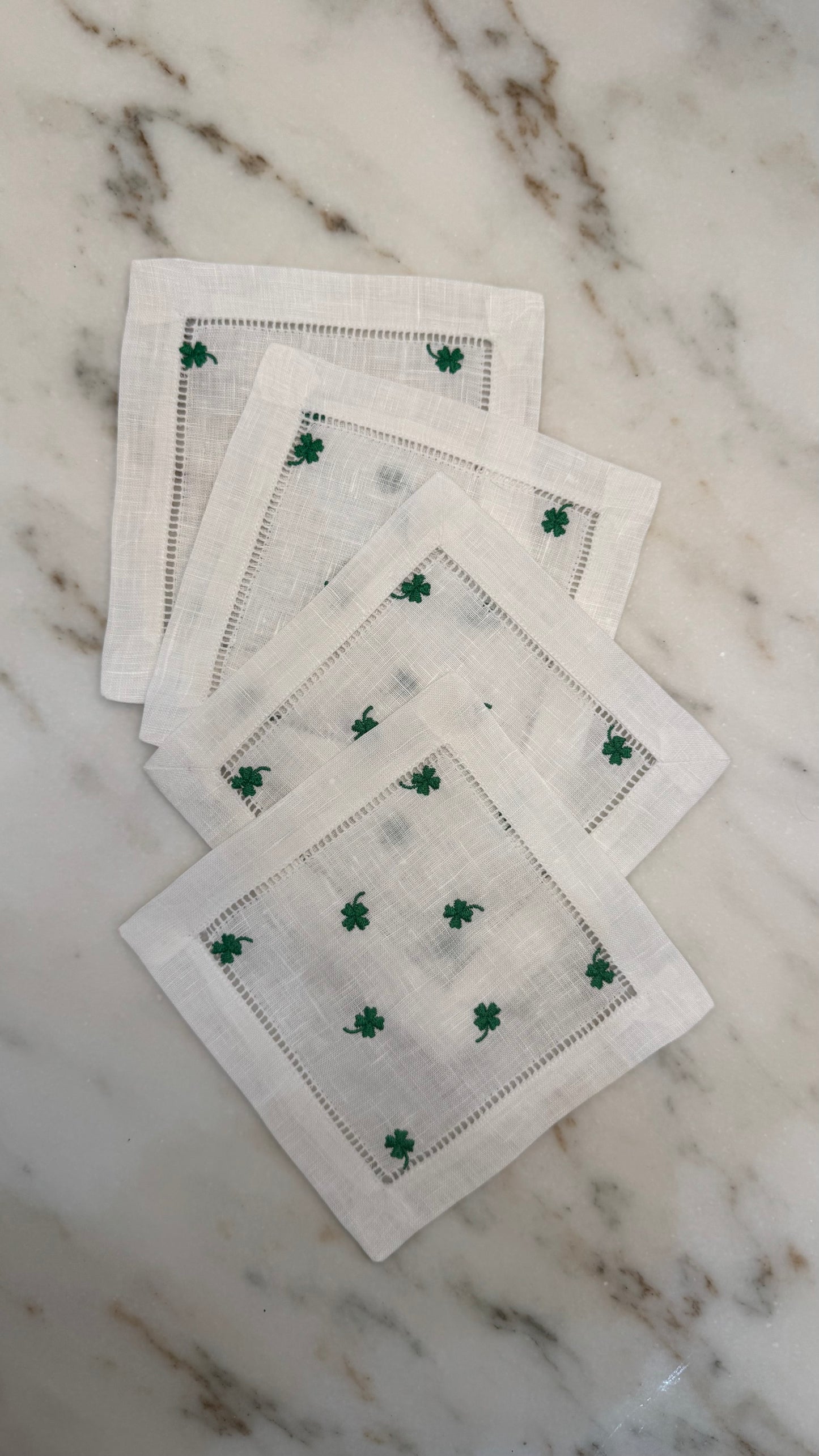 Shamrock St. Patrick's Day Linen Cocktail Napkins