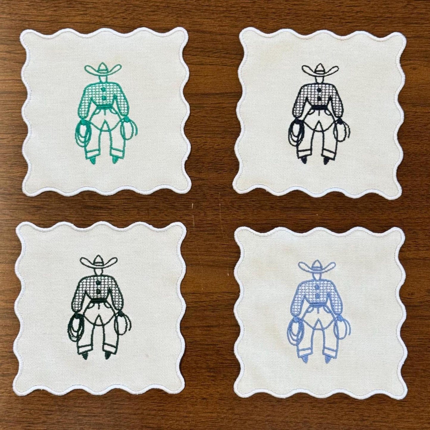 Western Cowboy Linen Cocktail Napkin