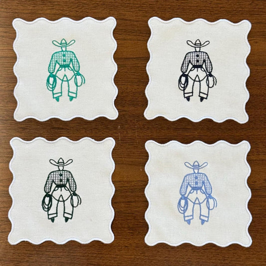 Western Cowboy Linen Cocktail Napkin