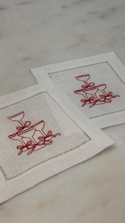 Champagne Tower Linen Cocktail Napkins