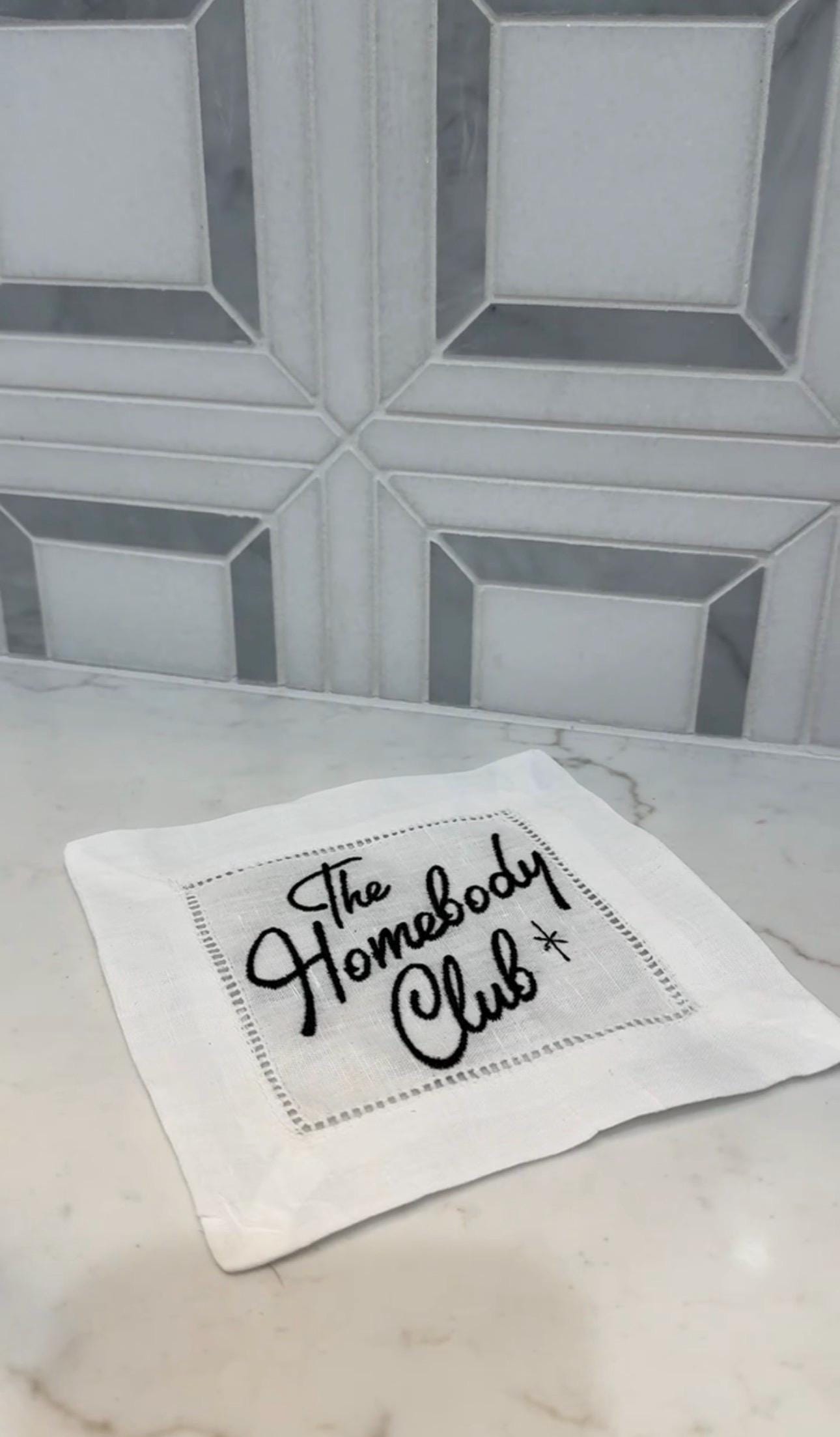 Homebody Club Embroidered Linen Napkin