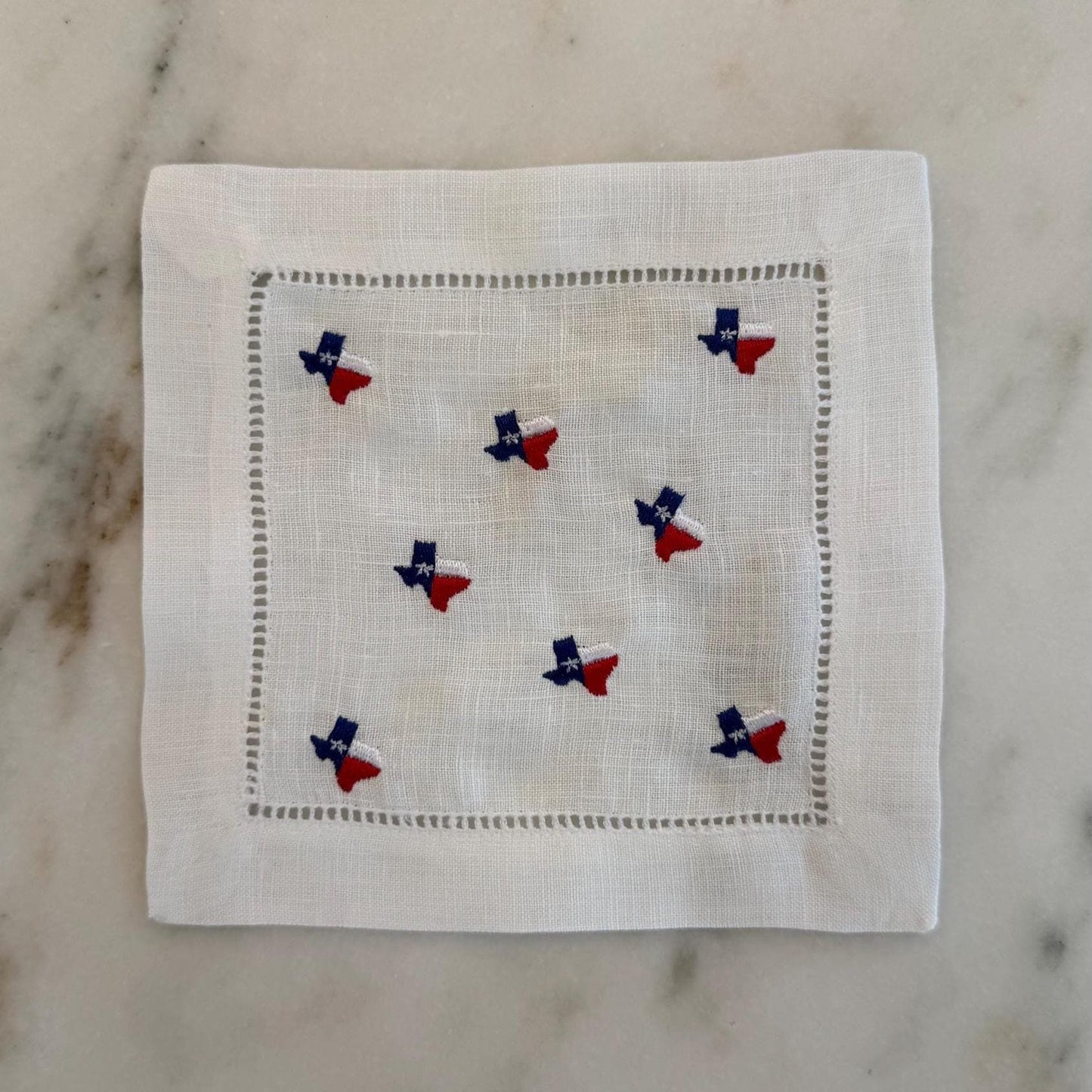 Embroidered Linen Texas Cocktail Napkins | Hostess Gift, Party Decor