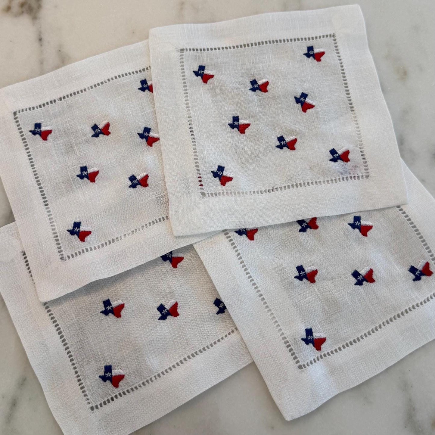 Embroidered Linen Texas Cocktail Napkins | Hostess Gift, Party Decor