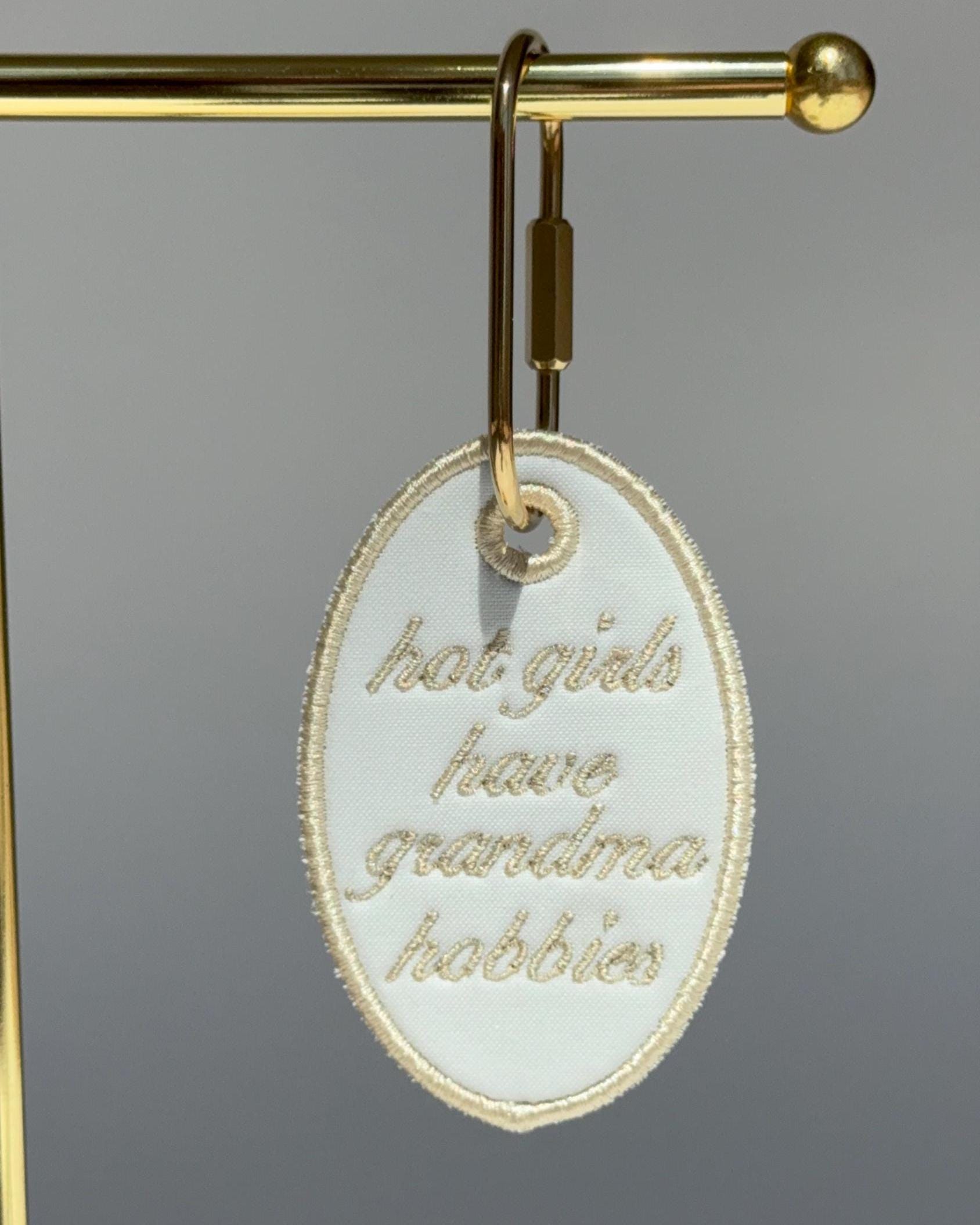 Oval Embroidered Bag Tag – Grandma Hobbies Floral Keychain Tote Accessory