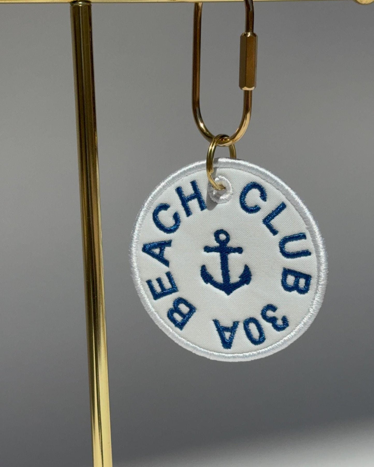 30A Beach Club Embroidered Bag Tag | Nautical Keychain | 30A Florida Souvenir | Beach Accessory Gift