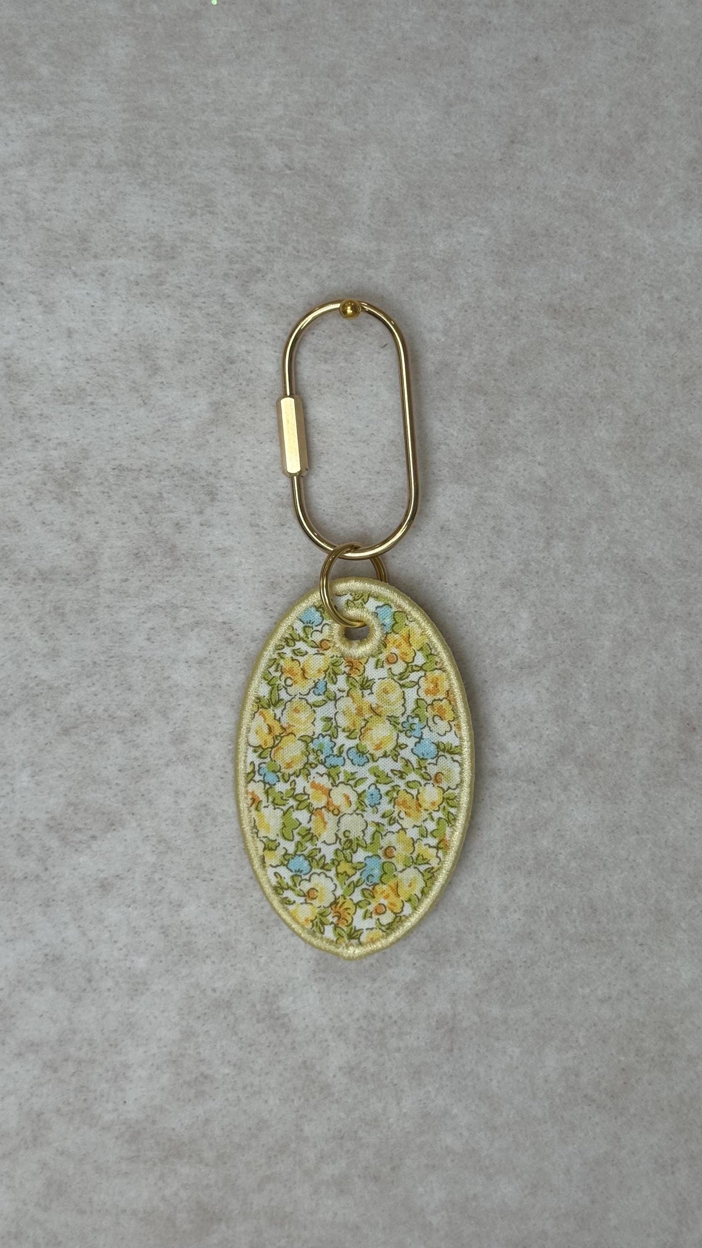 Embroidered Bag Tag Keychain | "Happy Is The New Rich" Affirmation | Luggage Tag