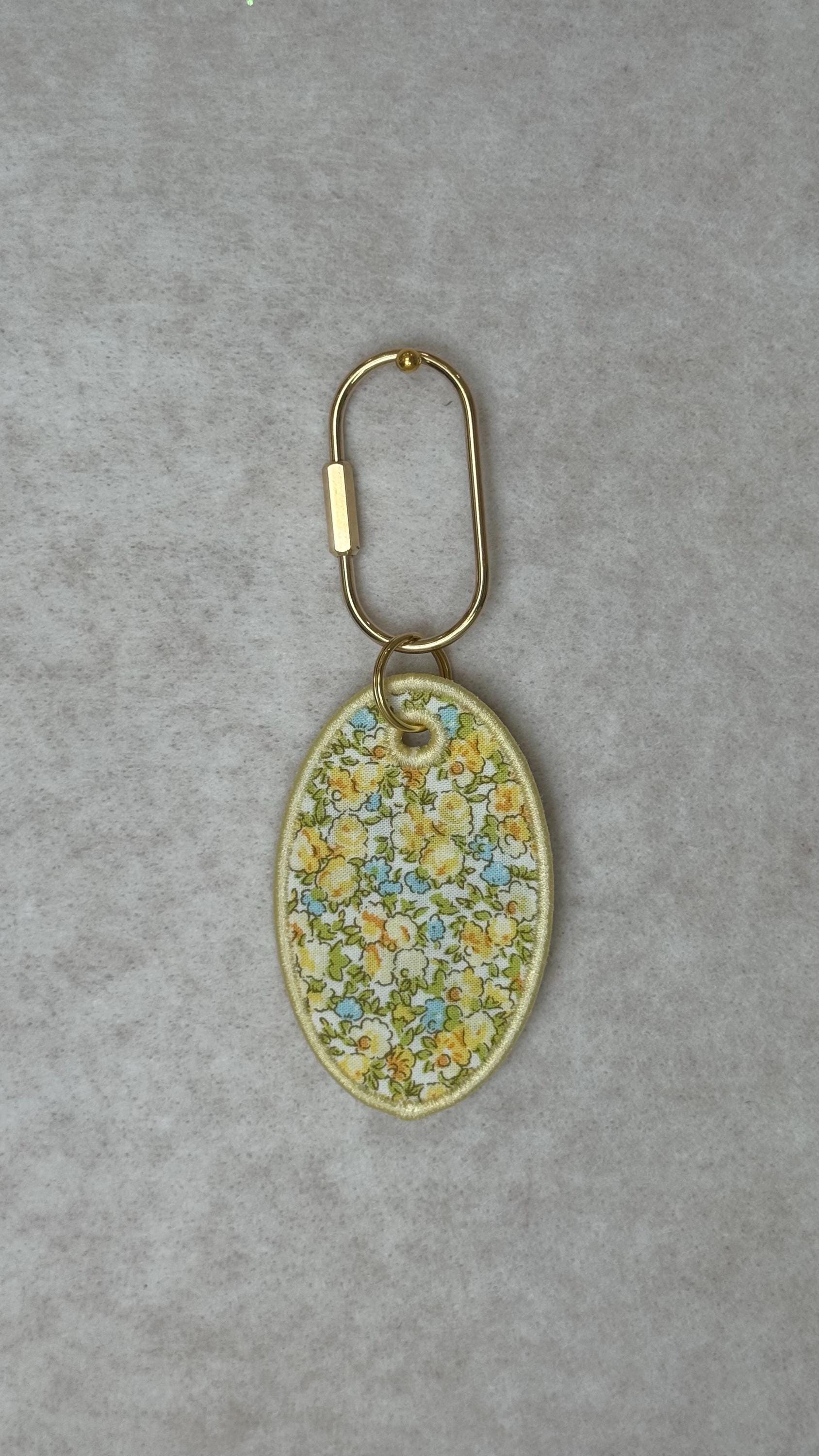 Embroidered Bag Tag Keychain | "Happy Is The New Rich" Affirmation | Luggage Tag