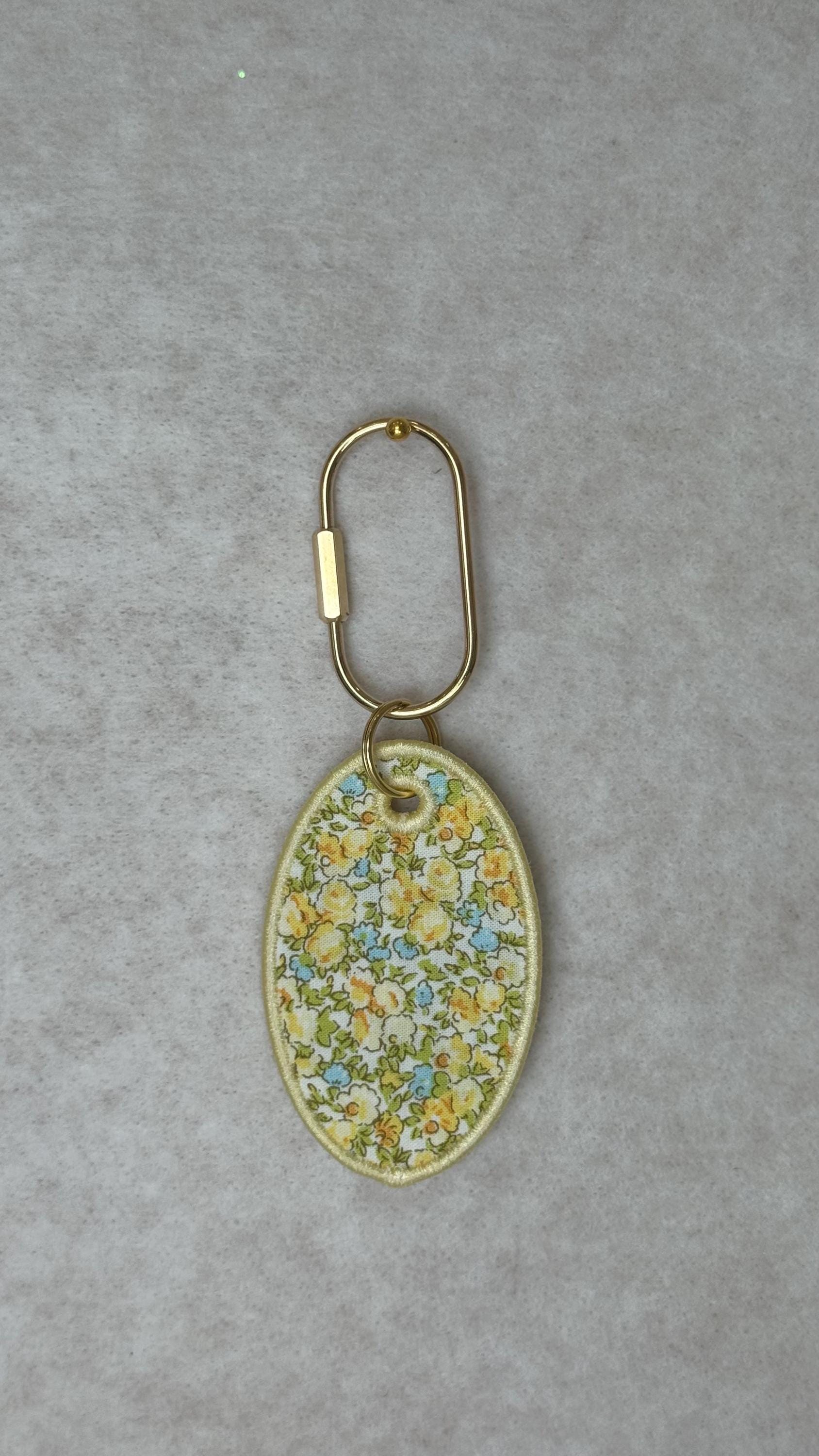 Embroidered Bag Tag Keychain | "Happy Is The New Rich" Affirmation | Luggage Tag