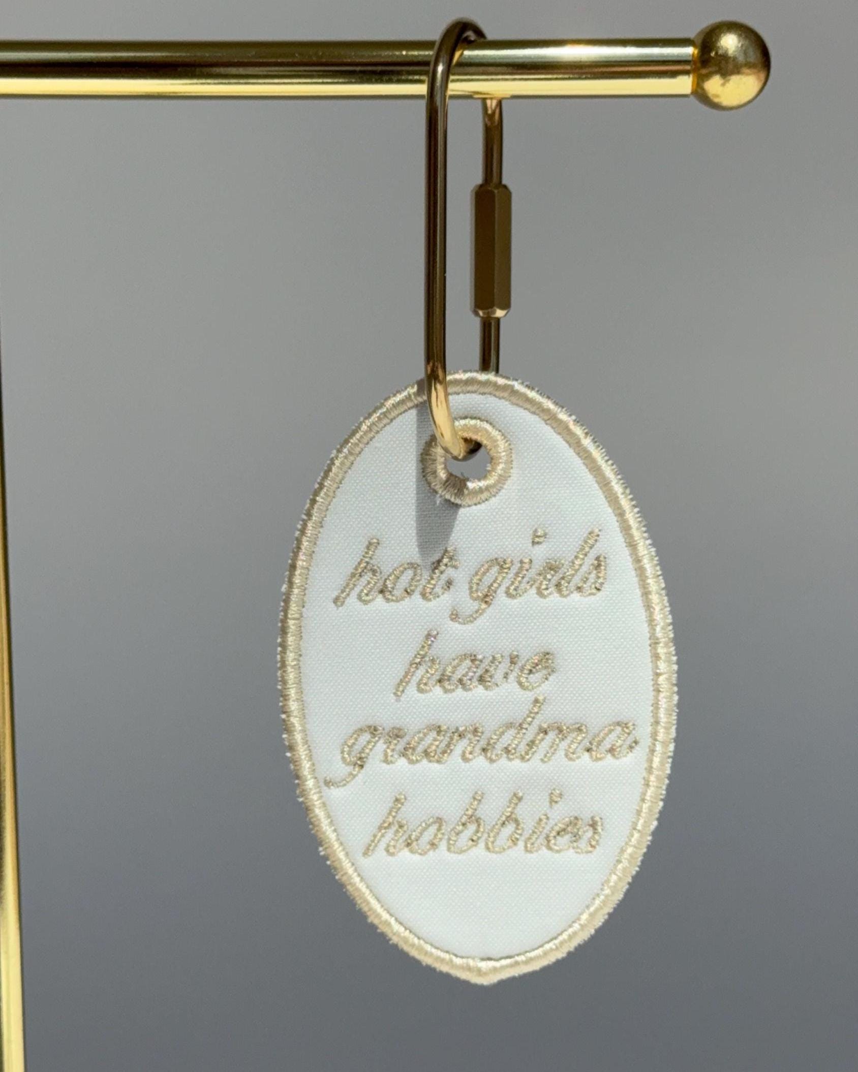 Oval Embroidered Bag Tag – Grandma Hobbies Floral Keychain Tote Accessory