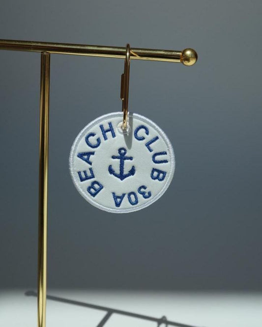 30A Beach Club Embroidered Bag Tag | Nautical Keychain | 30A Florida Souvenir | Beach Accessory Gift